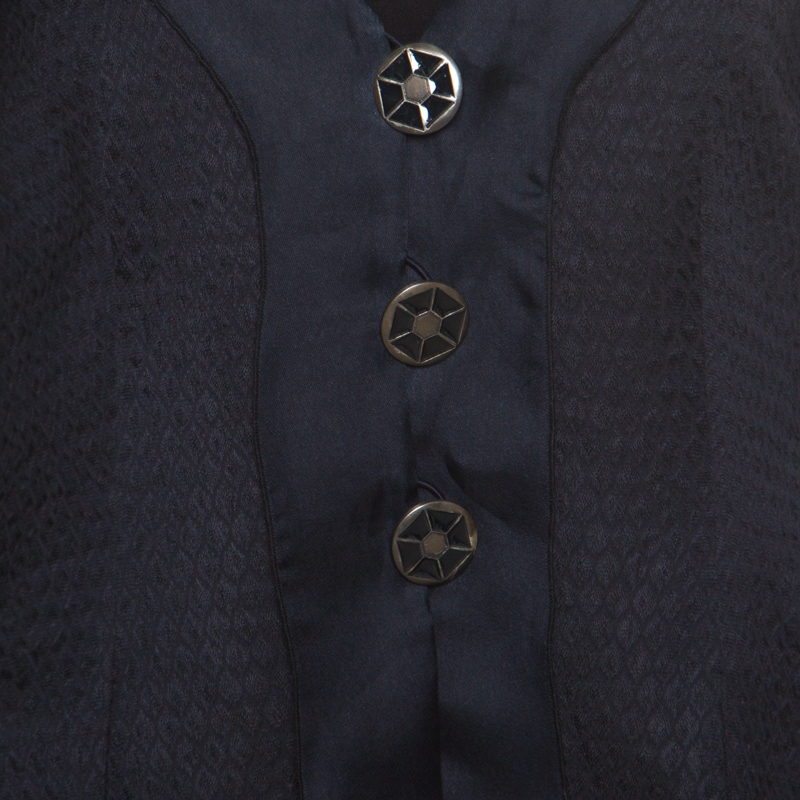 Giorgio Armani Navy Blue Jacquard Organza Trim Jacket S