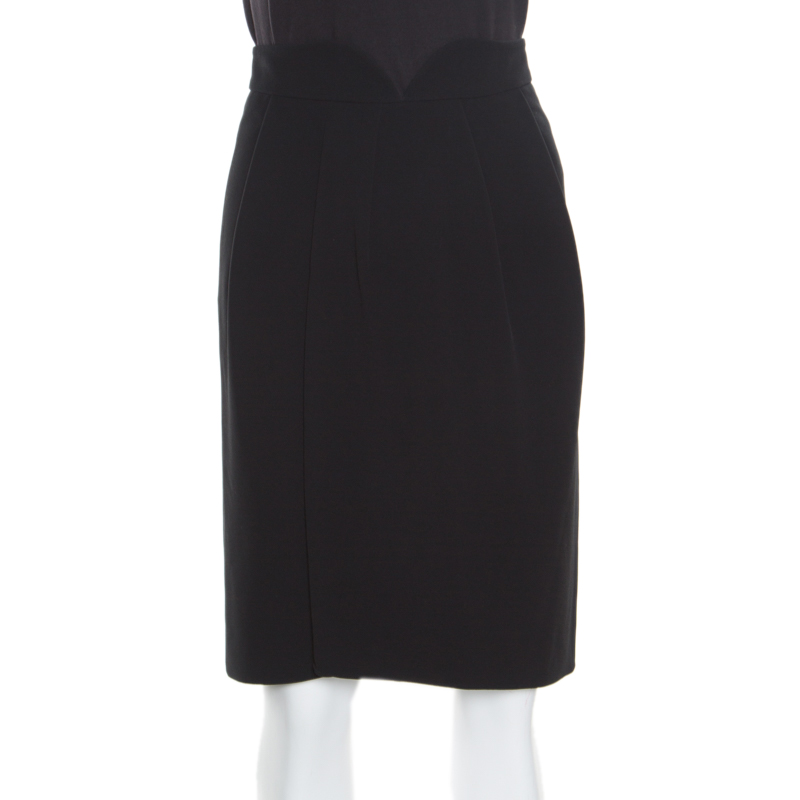 Image of Giorgio Armani Black Knit Pleated Skirt L