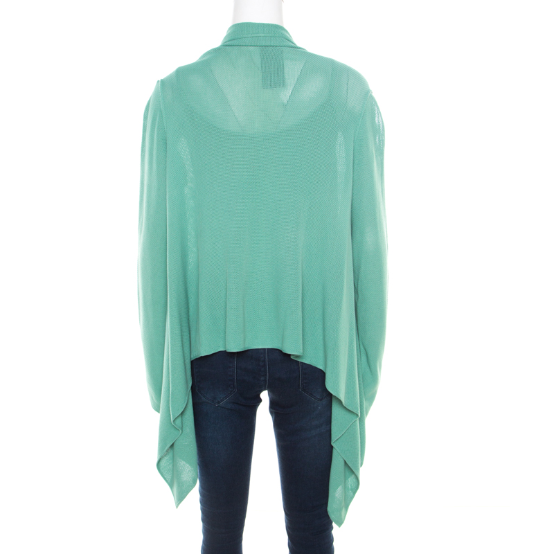 Giorgio Armani Mint Green Knit Open Front Cardigan And Top Set S