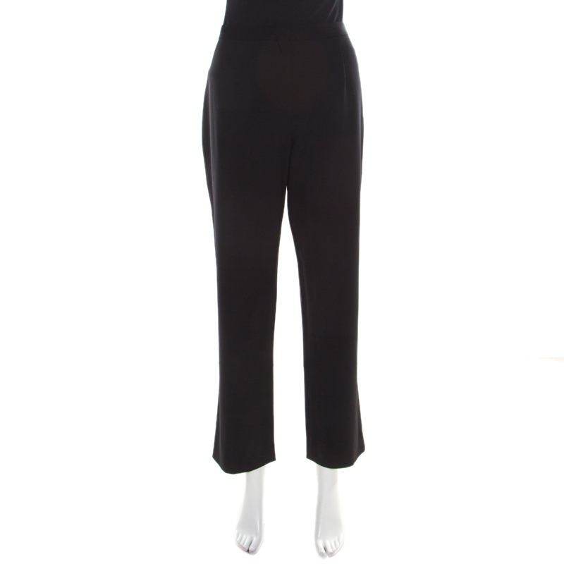 Image of Giorgio Armani Black Knit Straight Fit Trousers L