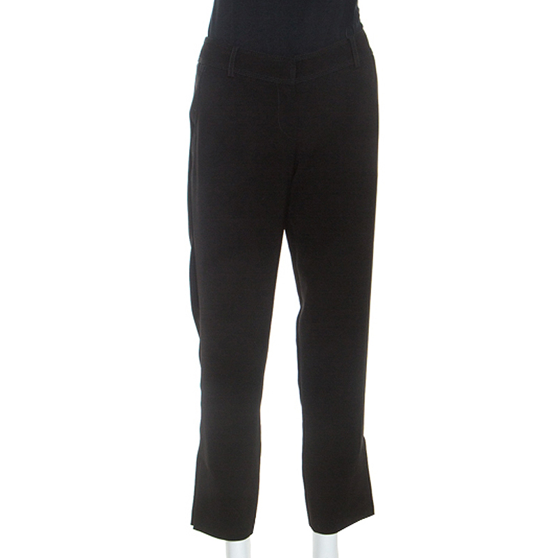 Image of Giorgio Armani Black Knit Top Stitch Detail Pants S