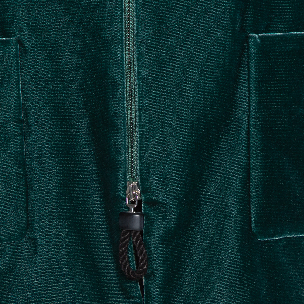 Giorgio Armani Emerald Green Velvet Zip Front Jacket S