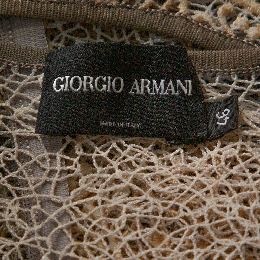 Giorgio Armani Cream Embroidered Lace Sleeveless Top L