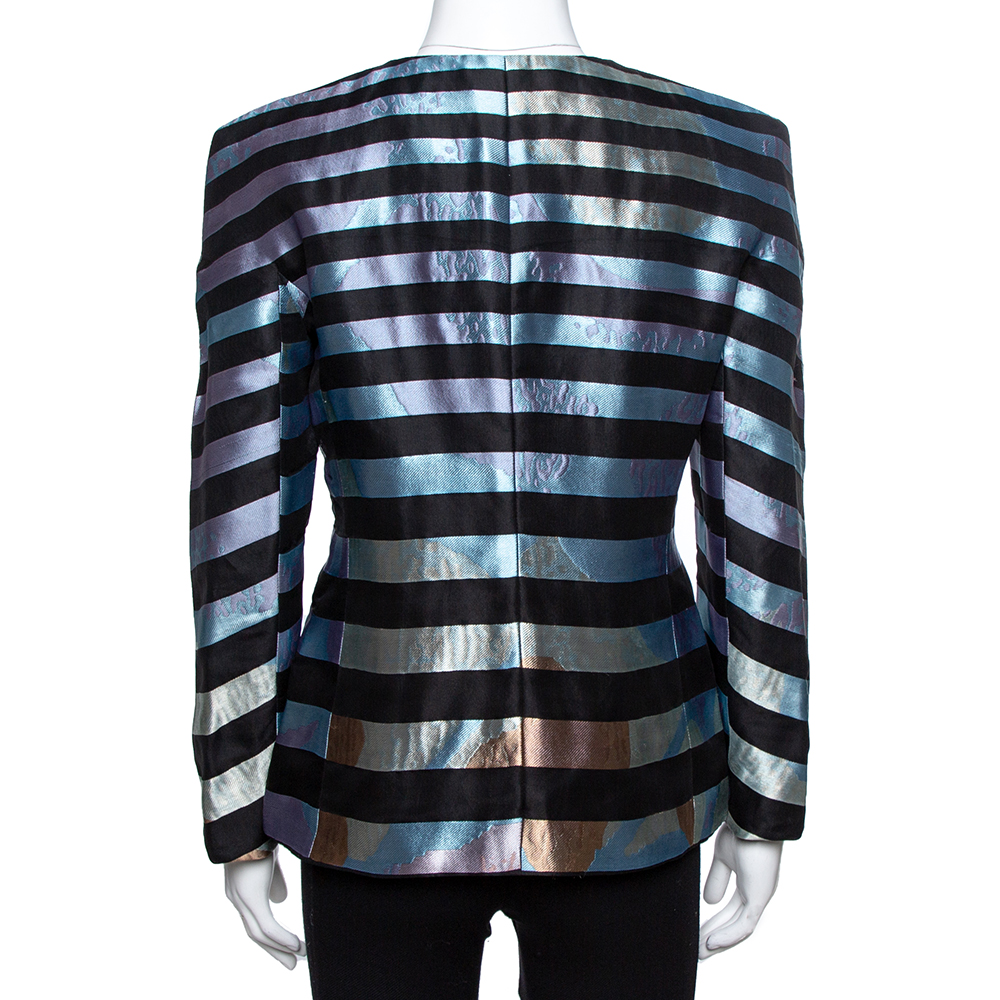 Giorgio Armani Multicolor Striped Jacquard Toggle Button Jacket S