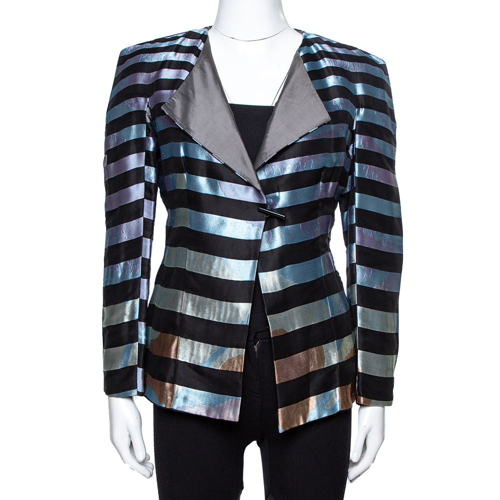 Giorgio Armani Multicolor Striped Jacquard Toggle Button Jacket S