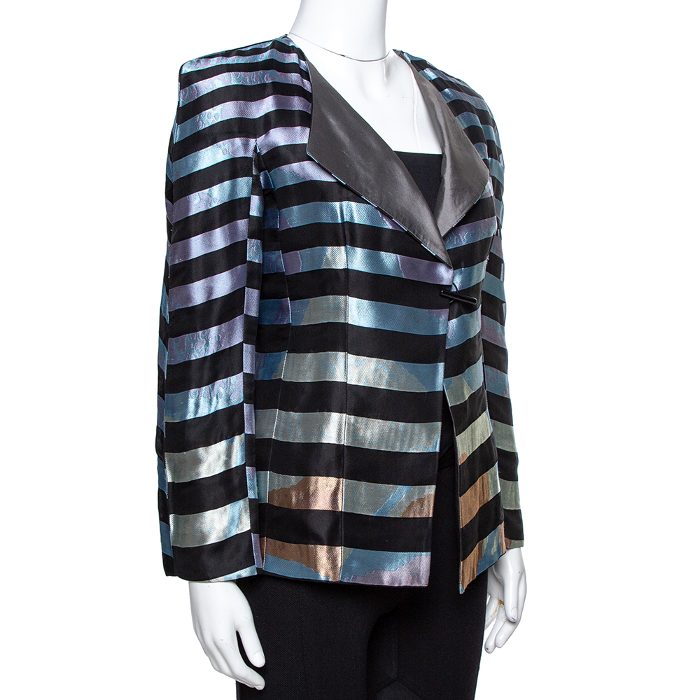 Giorgio Armani Multicolor Striped Jacquard Toggle Button Jacket S