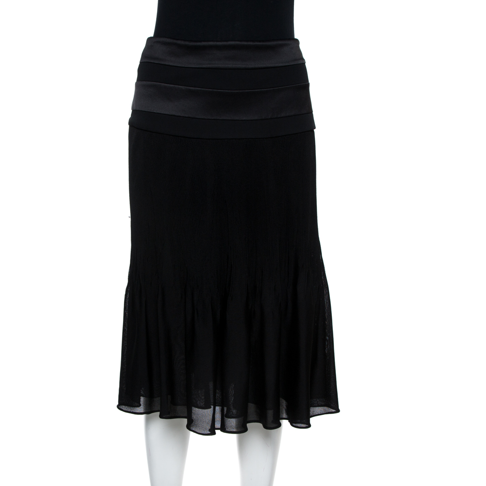 

Giorgio Armani Black Nylon Blend Jersey Flared Skirt