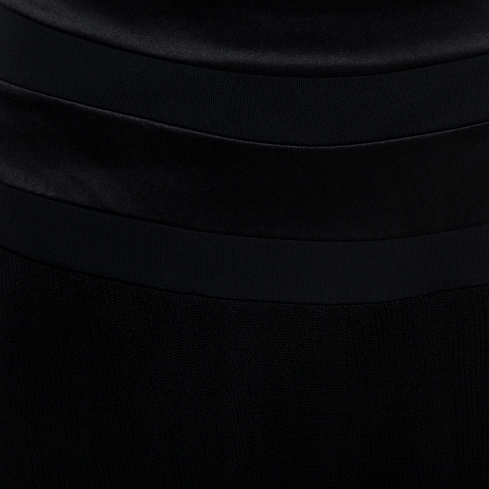 Giorgio Armani Black Nylon Blend Jersey Flared Skirt L