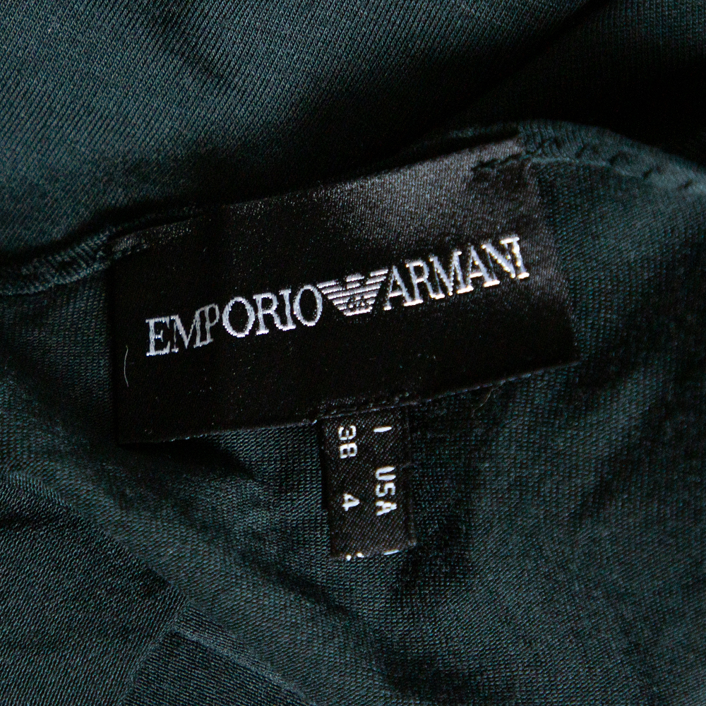 Emporio Armani Dark Green Ruched Knit Fitted Tunic S
