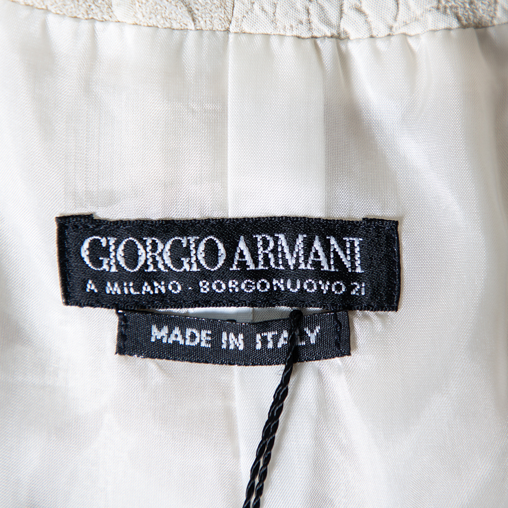 Giorgio Armani Cream Floral Jacquard Tie Detail Vintage Blazer XS