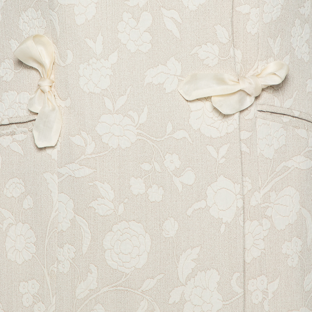 Giorgio Armani Cream Floral Jacquard Tie Detail Vintage Blazer XS