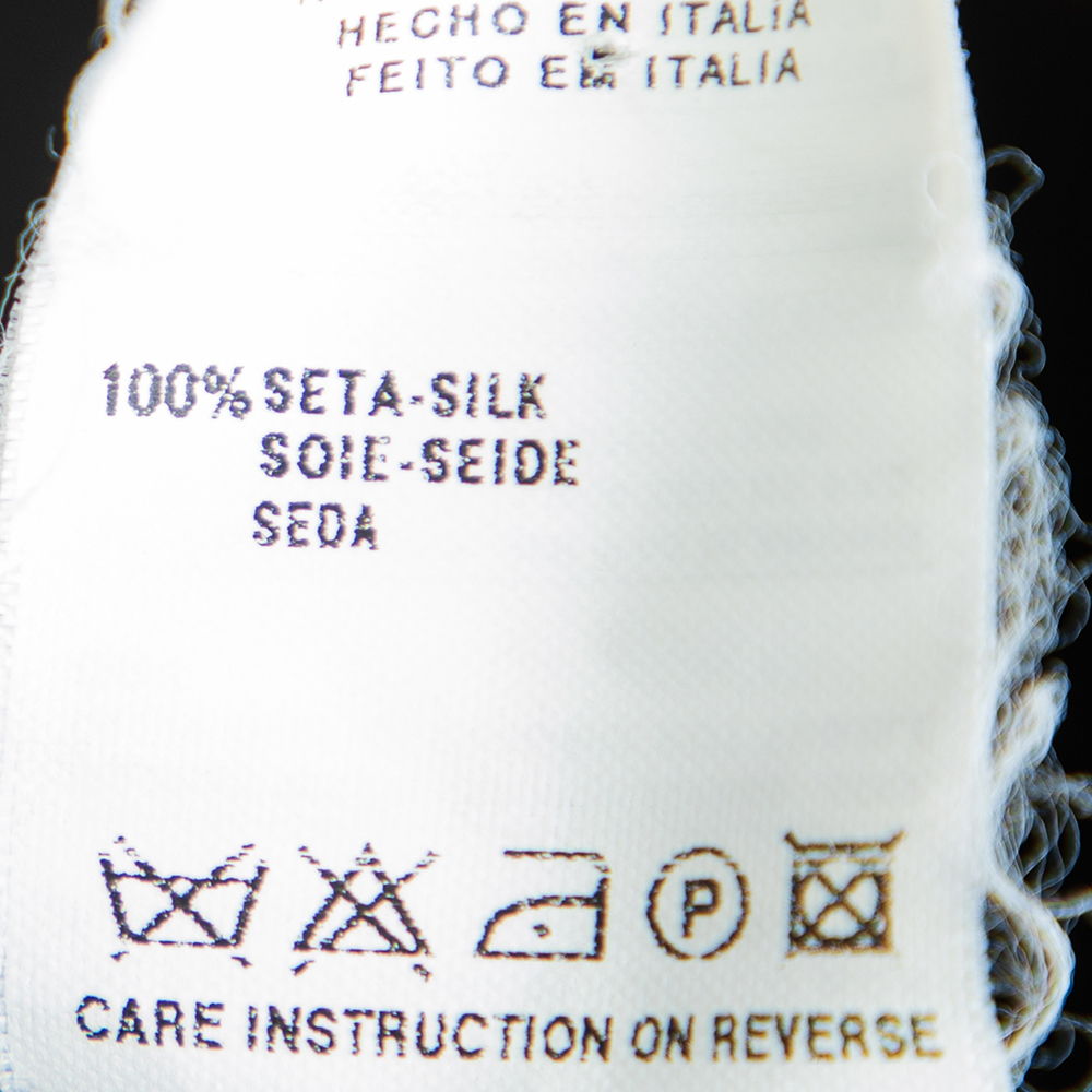 Giorgio Armani White Printed Silk Chiffon Single Button Shirt L