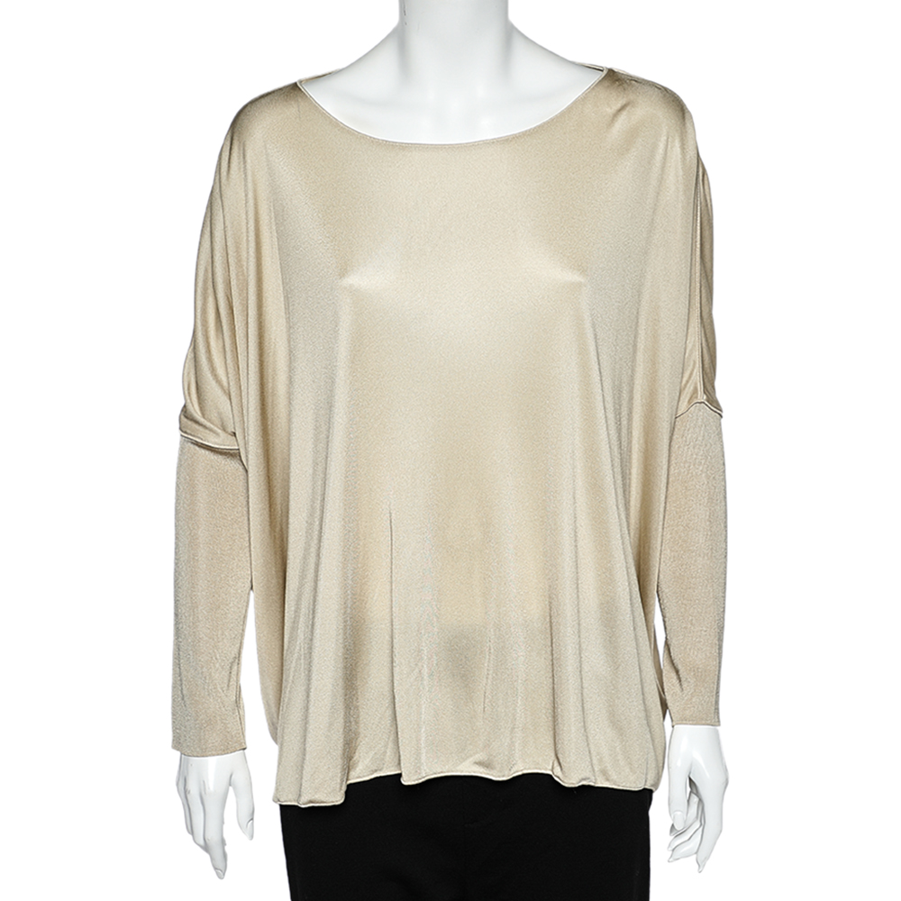Giorgio Armani Beige Jersey Oversized Top L