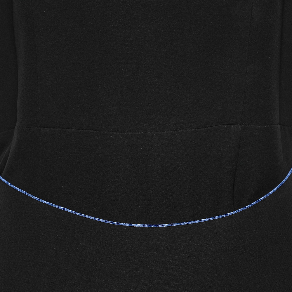 Giorgio Armani Black Silk Crepe Contrast Trimmed Wrap Detailed Dress M