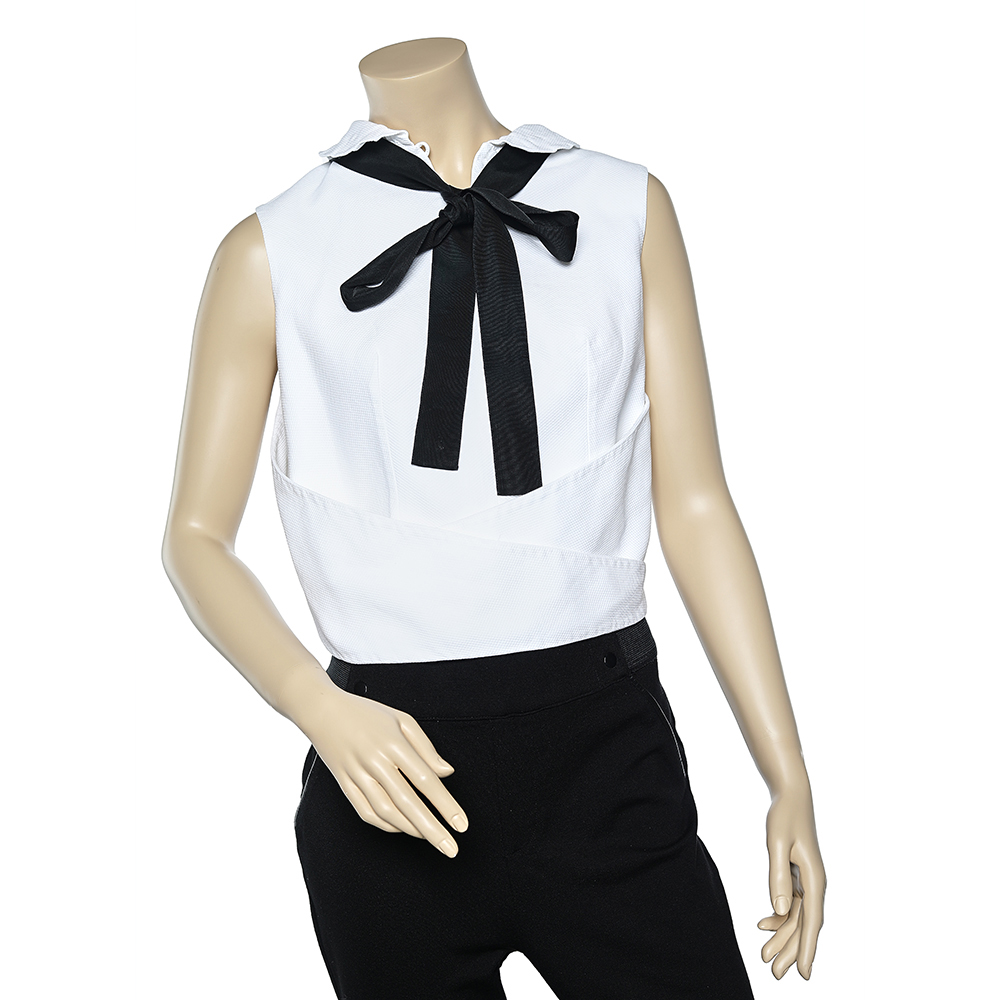Giorgio armani white cotton sleeveless wrap top m