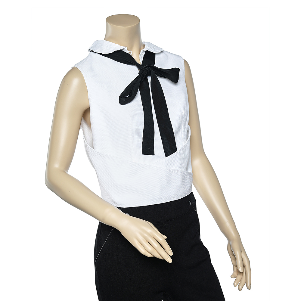 Giorgio Armani White Cotton Sleeveless Wrap Top M