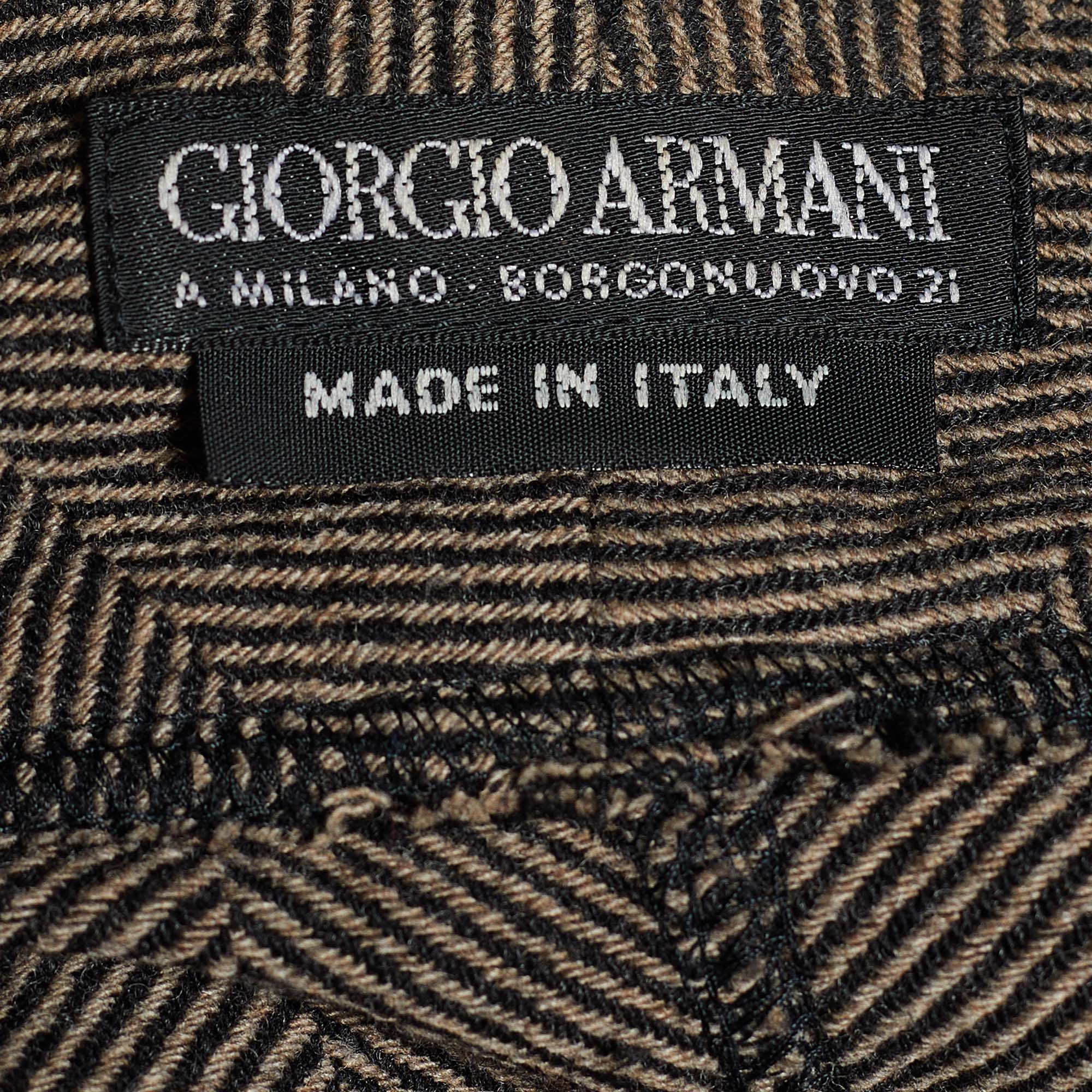 Giorgio Armani Vintage Brown Patterned Wool Button Front Cardigan XL