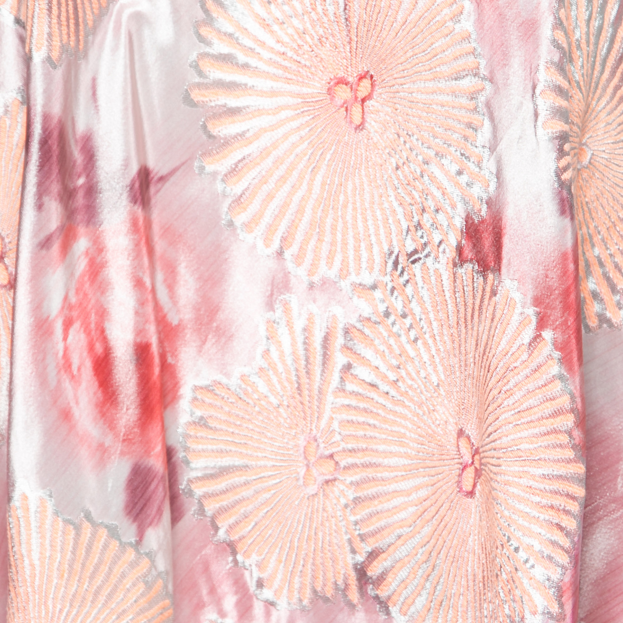 Giorgio Armani Pink Floral Jacquard Pleated Detail Shift Dress S