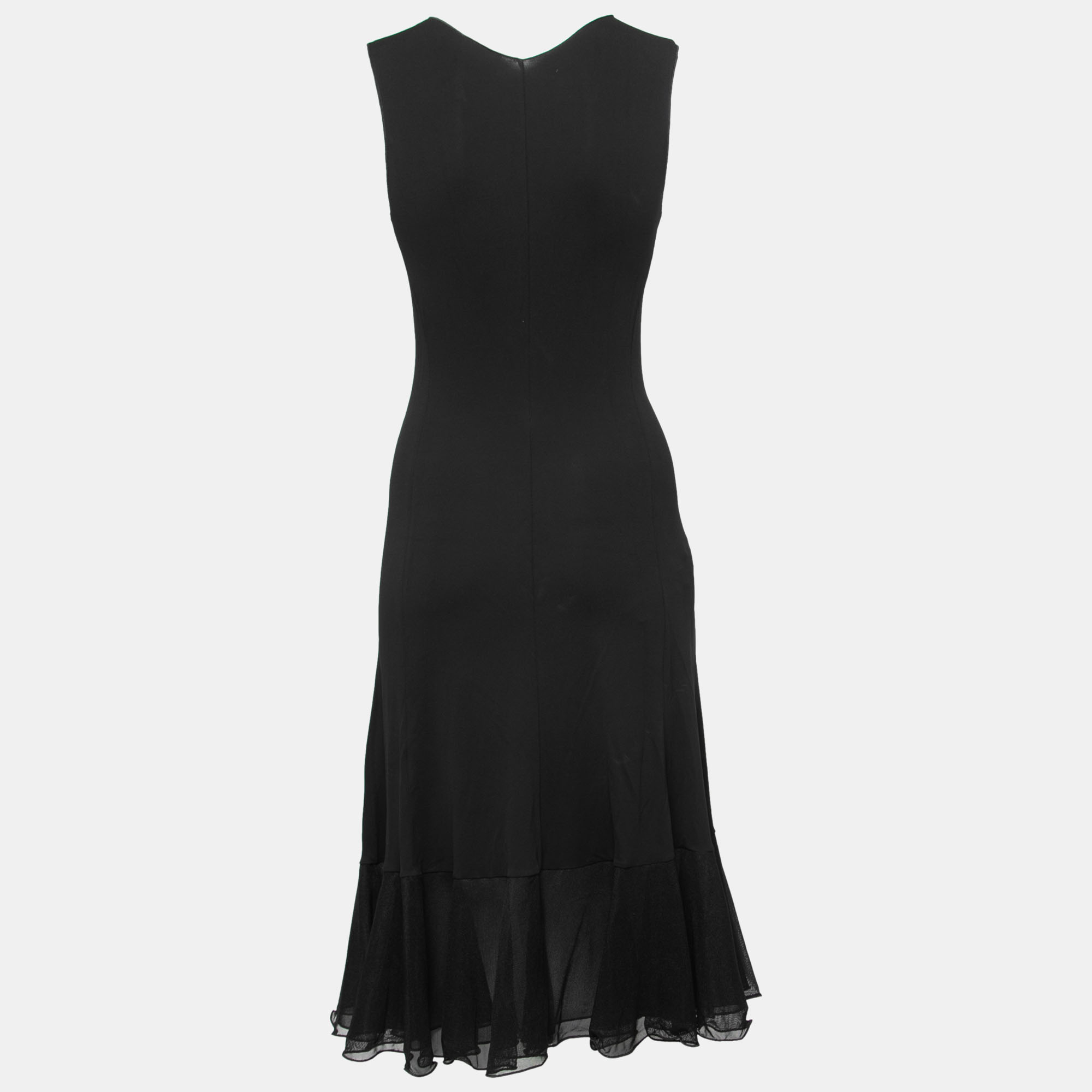 

Giorgio Armani Black Stretch Crepe & Tulle Sleeveless Dress