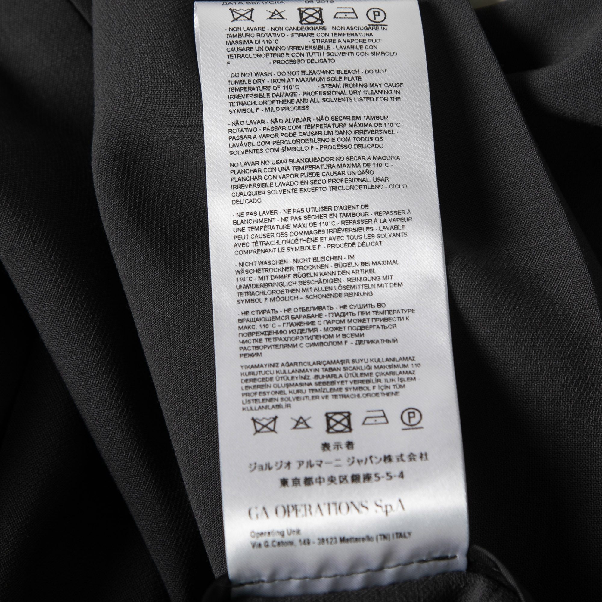 Giorgio Armani Charcoal Grey Wool Trousers L