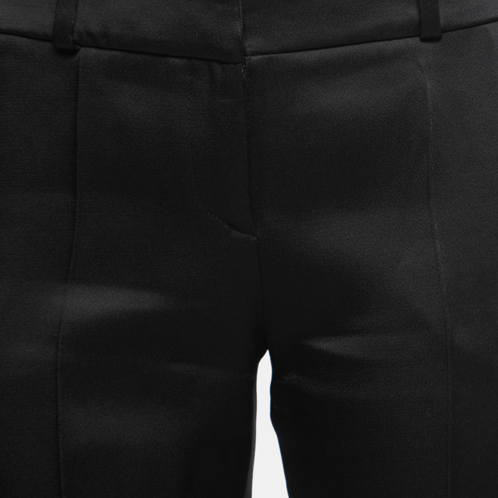 Giorgio Armani Black Satin Side Stripe Detail Trousers S
