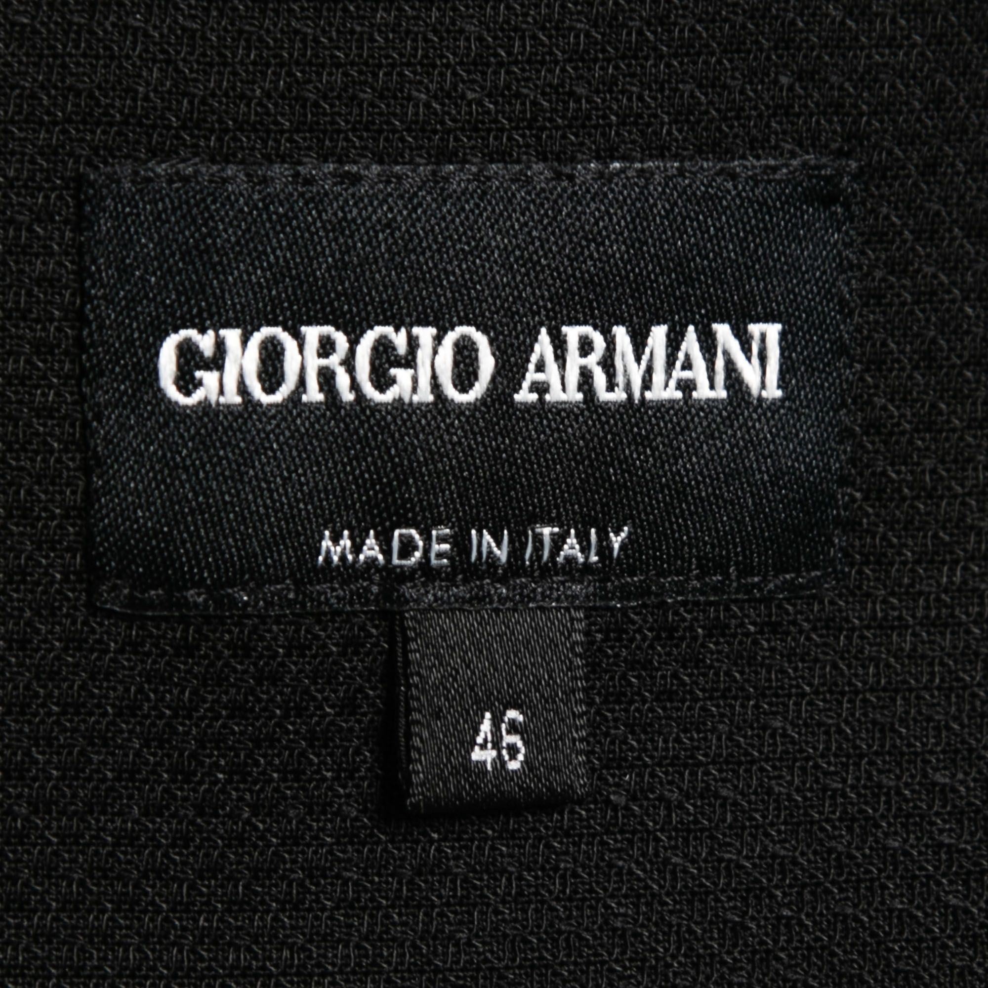 Giorgio Armani Black Wool Crepe Tulip Draped Sleeveless Dress L