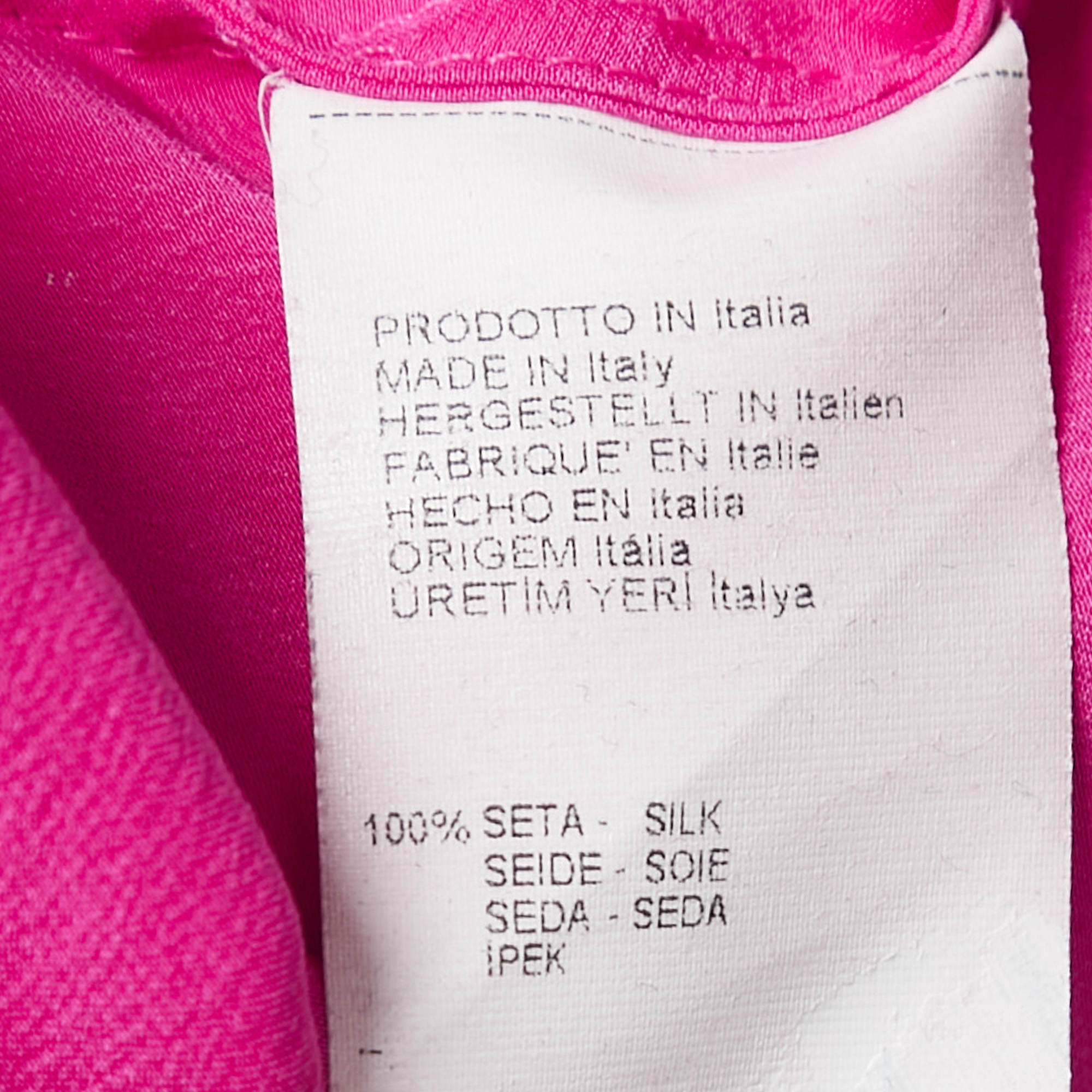 Giorgio Armani Pink Silk Tie Detailed Button Front Shirt Blouse S