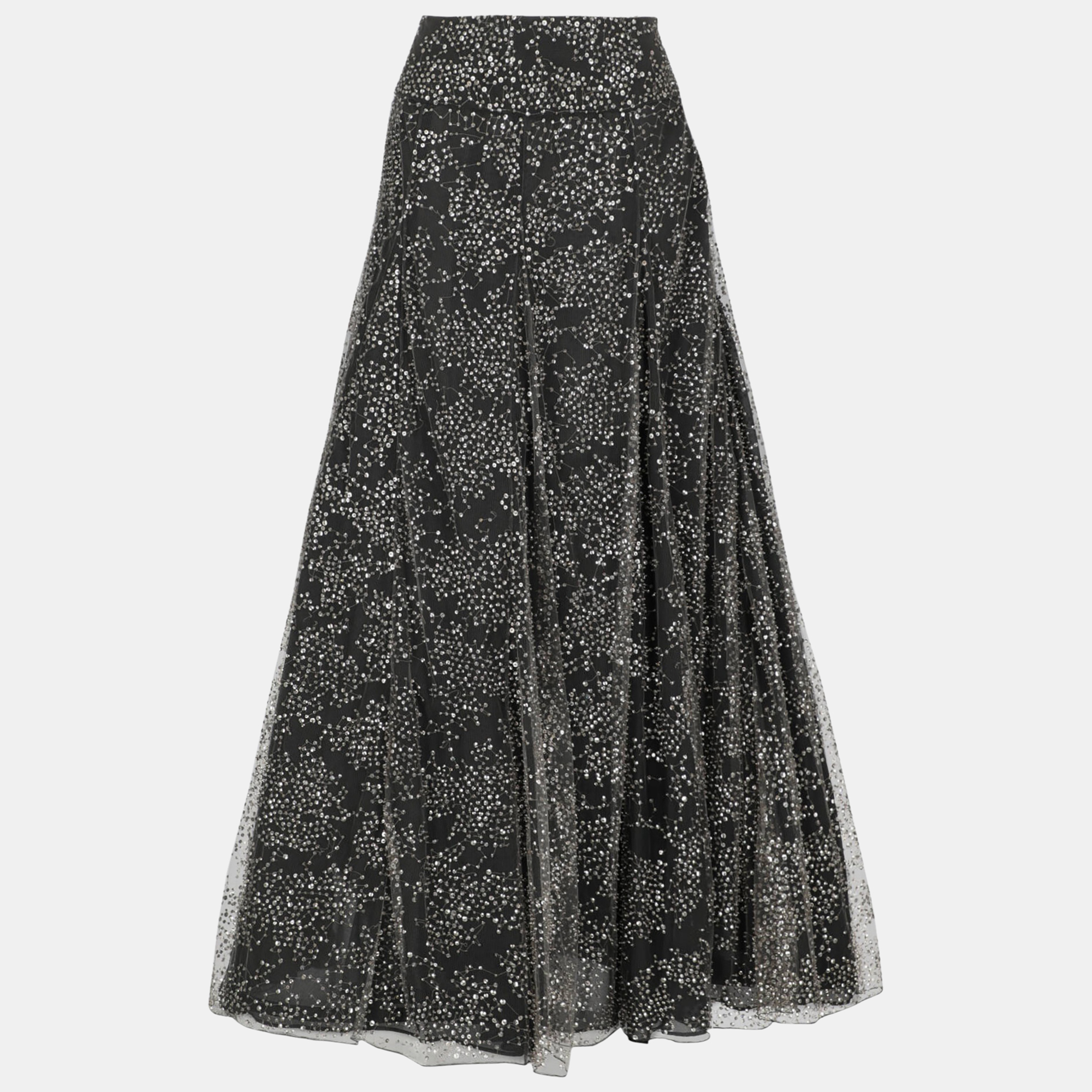 Giorgio Armani  Women's Synthetic Fibers Maxi Skirt - Black - M