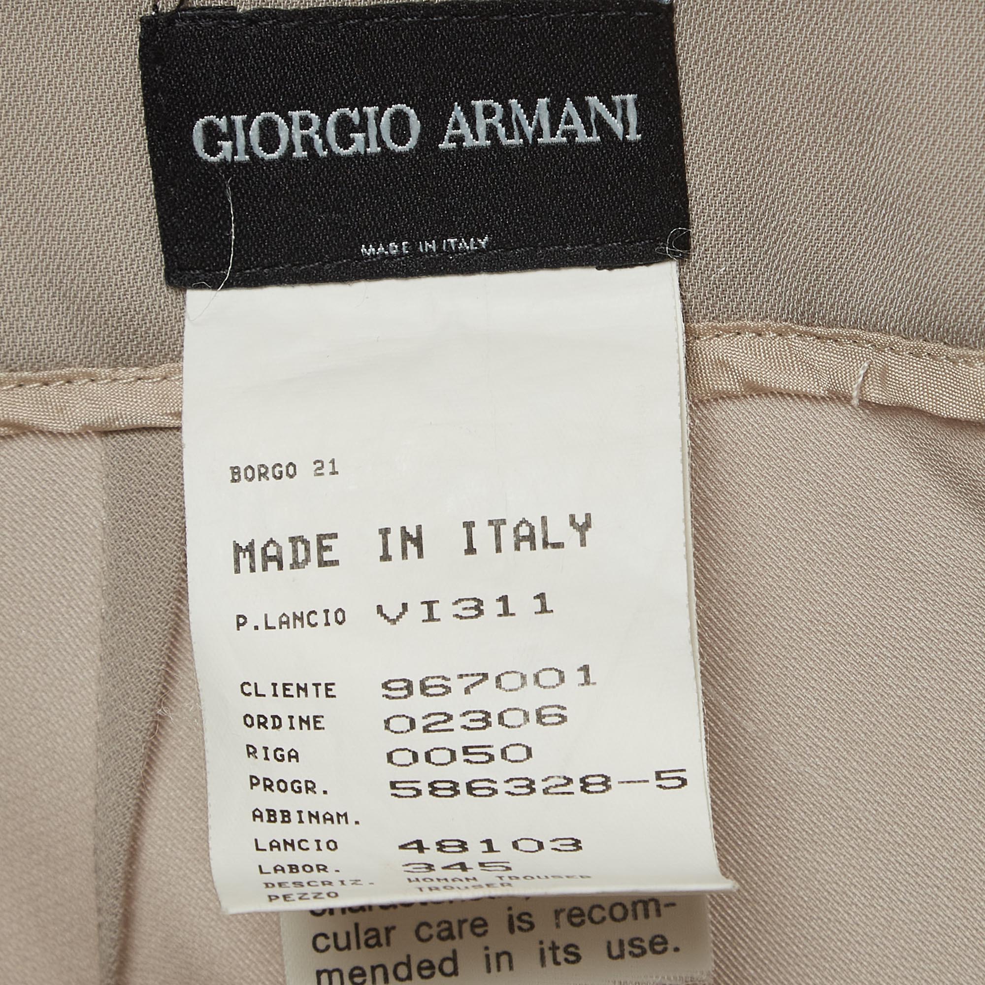 Giorgio Armani Beige Crepe Wide Leg Pants M