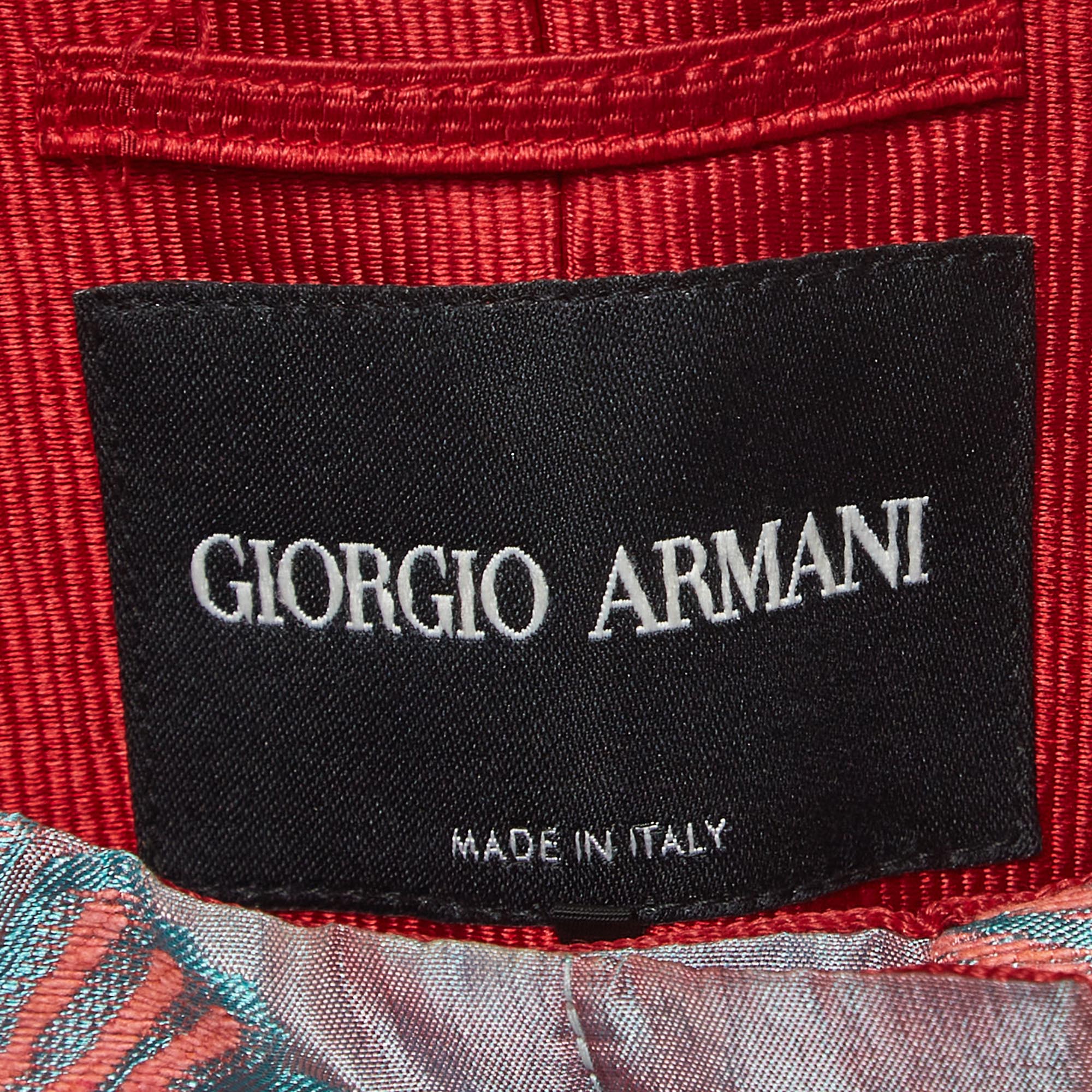 Giorgio Armani Pink Jacquard Zip Front Peplum Top M