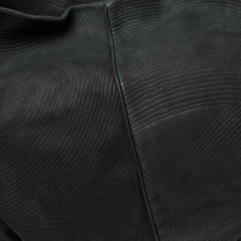 Giorgio Armani Black Textured Suede Hobo
