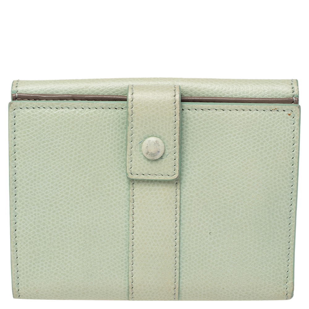 Giorgio Armani Green Leather French Wallet