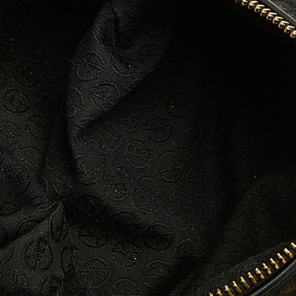 Giorgio Armani Black Signature Canvas And Leather Shoulder Bag