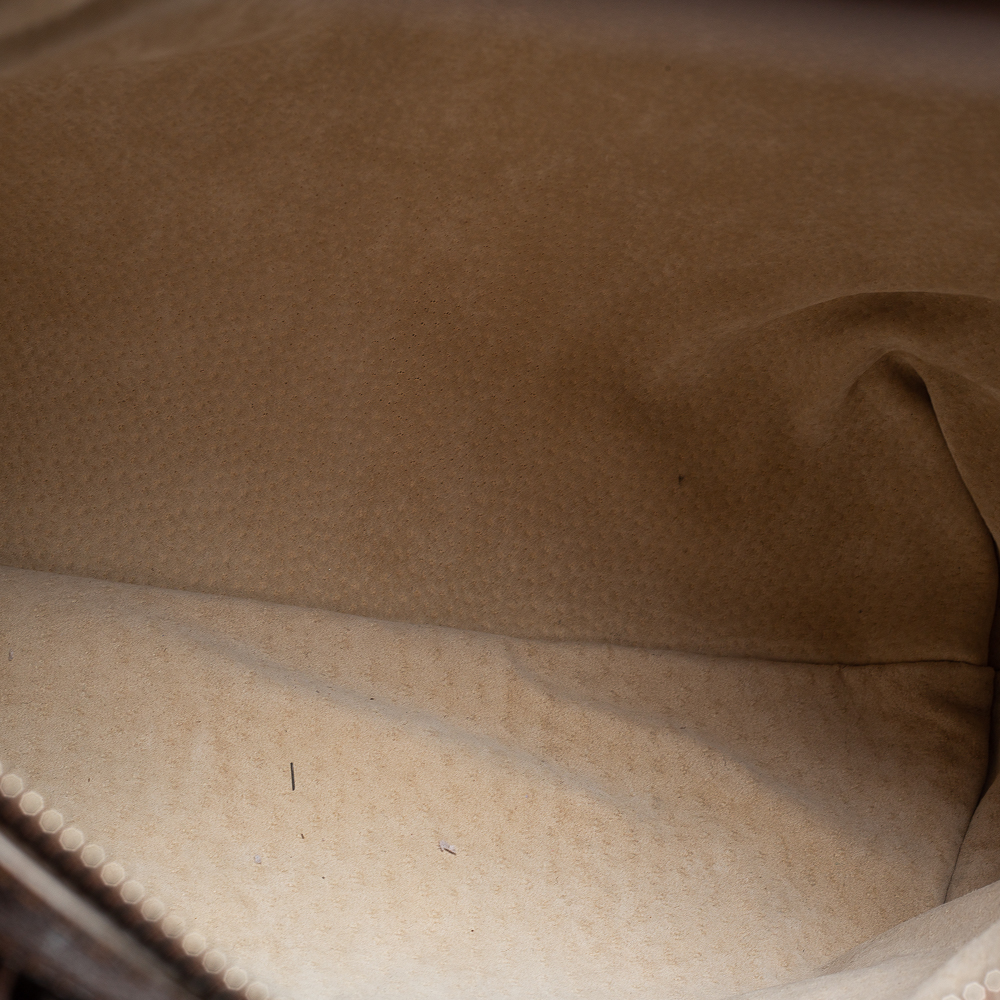 Giorgio Armani Metallic Brown Pleated Leather Hobo