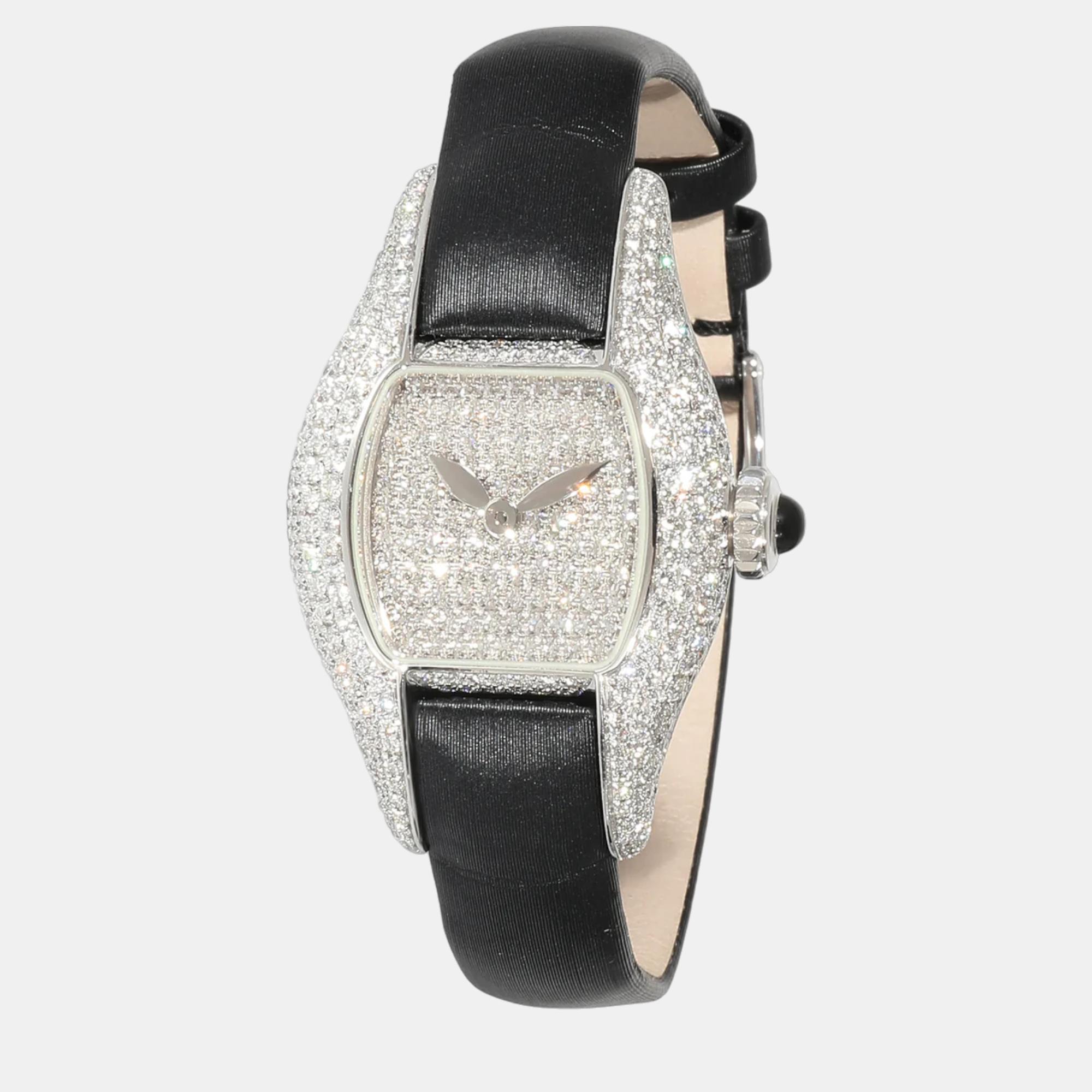 Girard Perregaux Silver 18k White Gold 26620 Women's Wristwatch 23.5 Mm