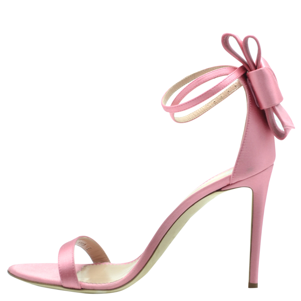 Giuseppe Zanotti Pink Satin Alina Bow Sandals Size EU 39