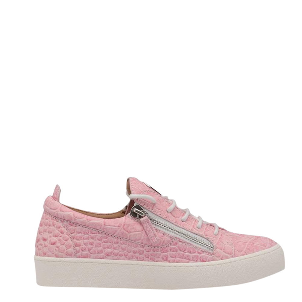 Giuseppe Zanotti Pink Crocodile-print leather Gail Sneakers Size EU 36