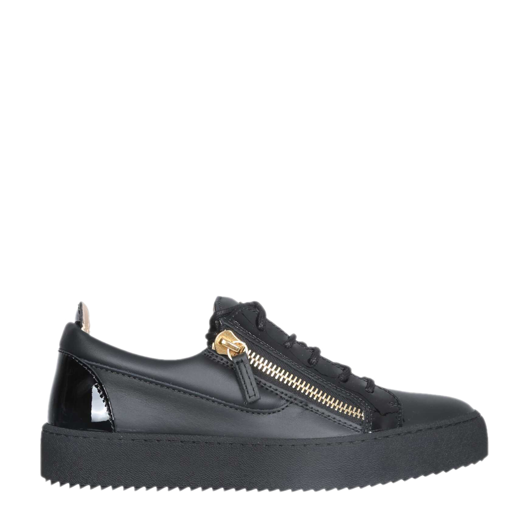 Giuseppe Zanotti Black Leather Low-Top Gail Sneakers Size IT 39