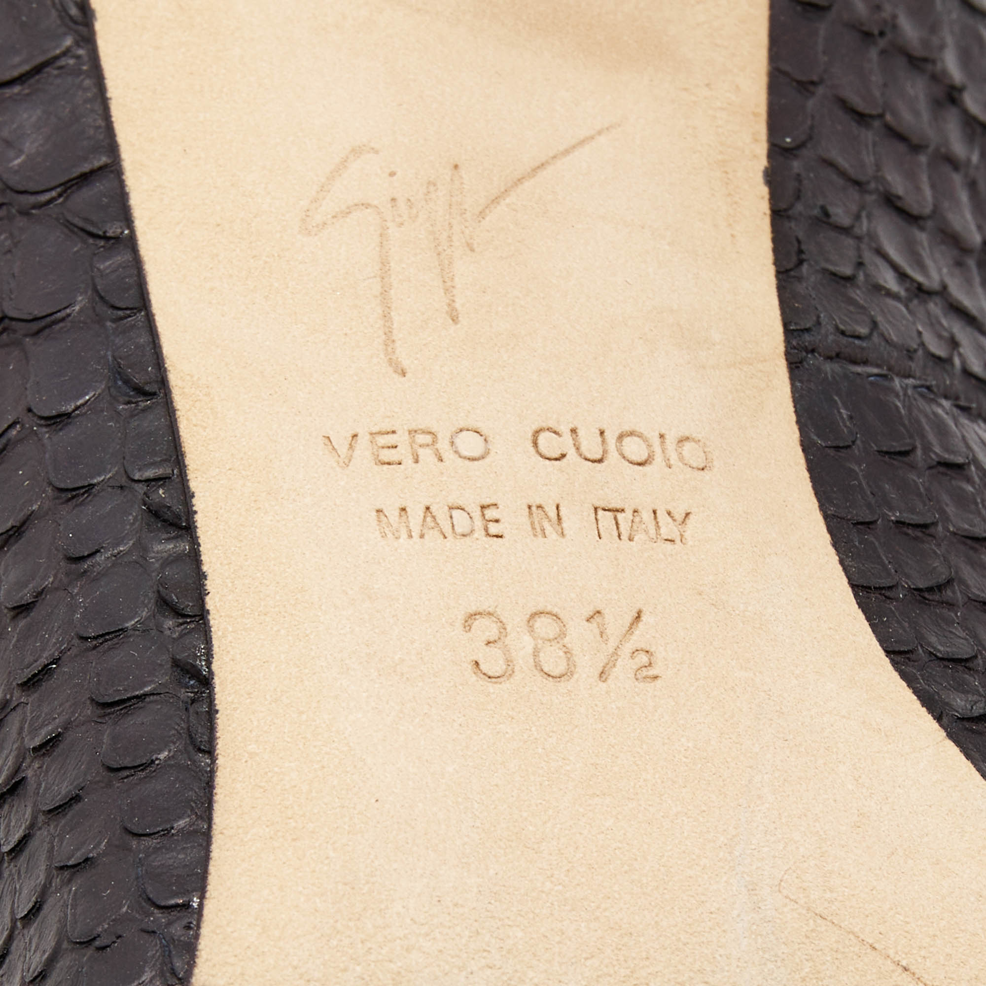 Giuseppe Zanotti Black Python Embossed Leather Pointed Toe Pumps Size 39.5