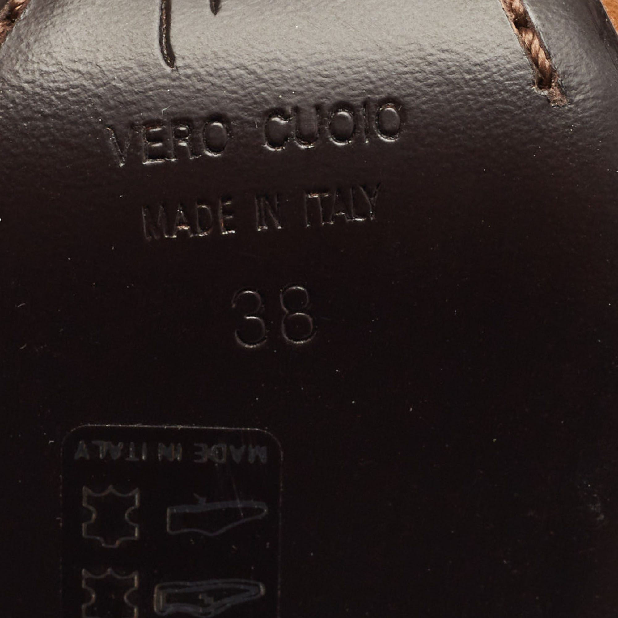 Giuseppe Zanotti Brown Studded Leather Peep Toe Pumps Size 38
