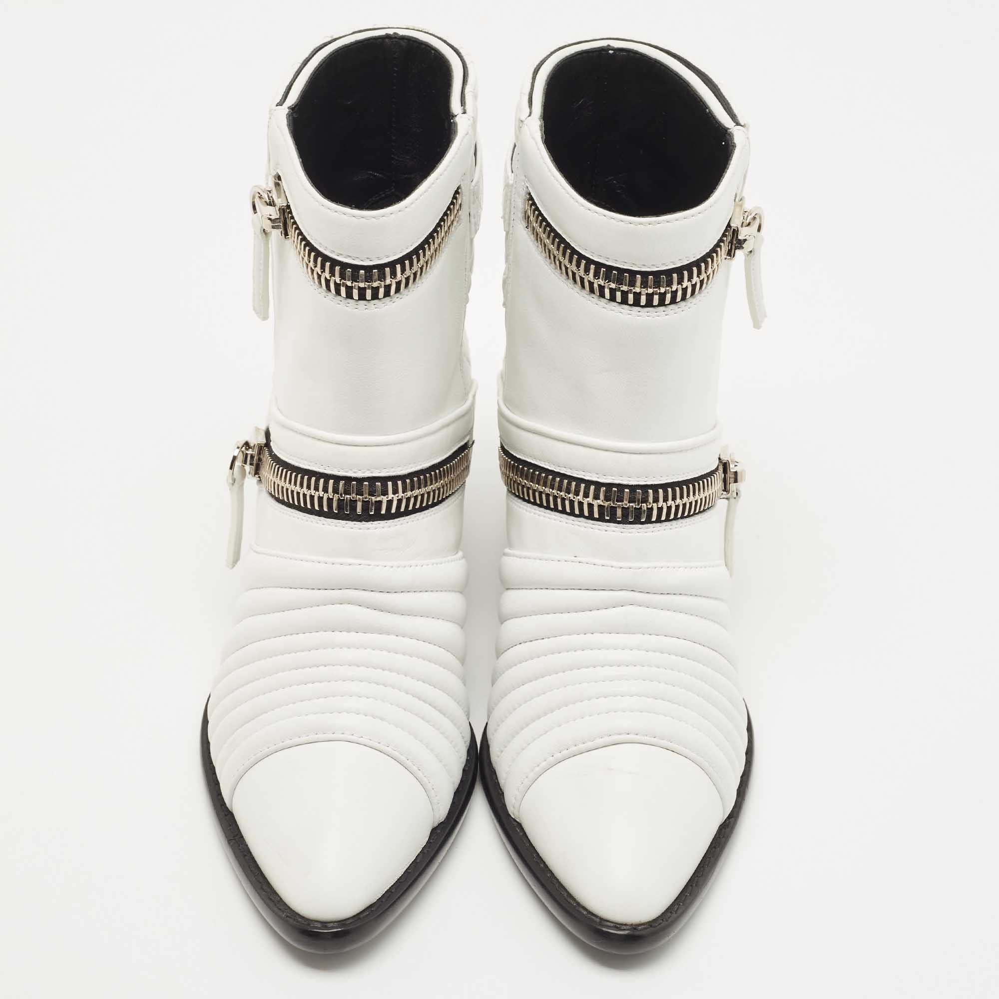 Giuseppe Zanotti White Leather Olinda Ankle Boots Size 39