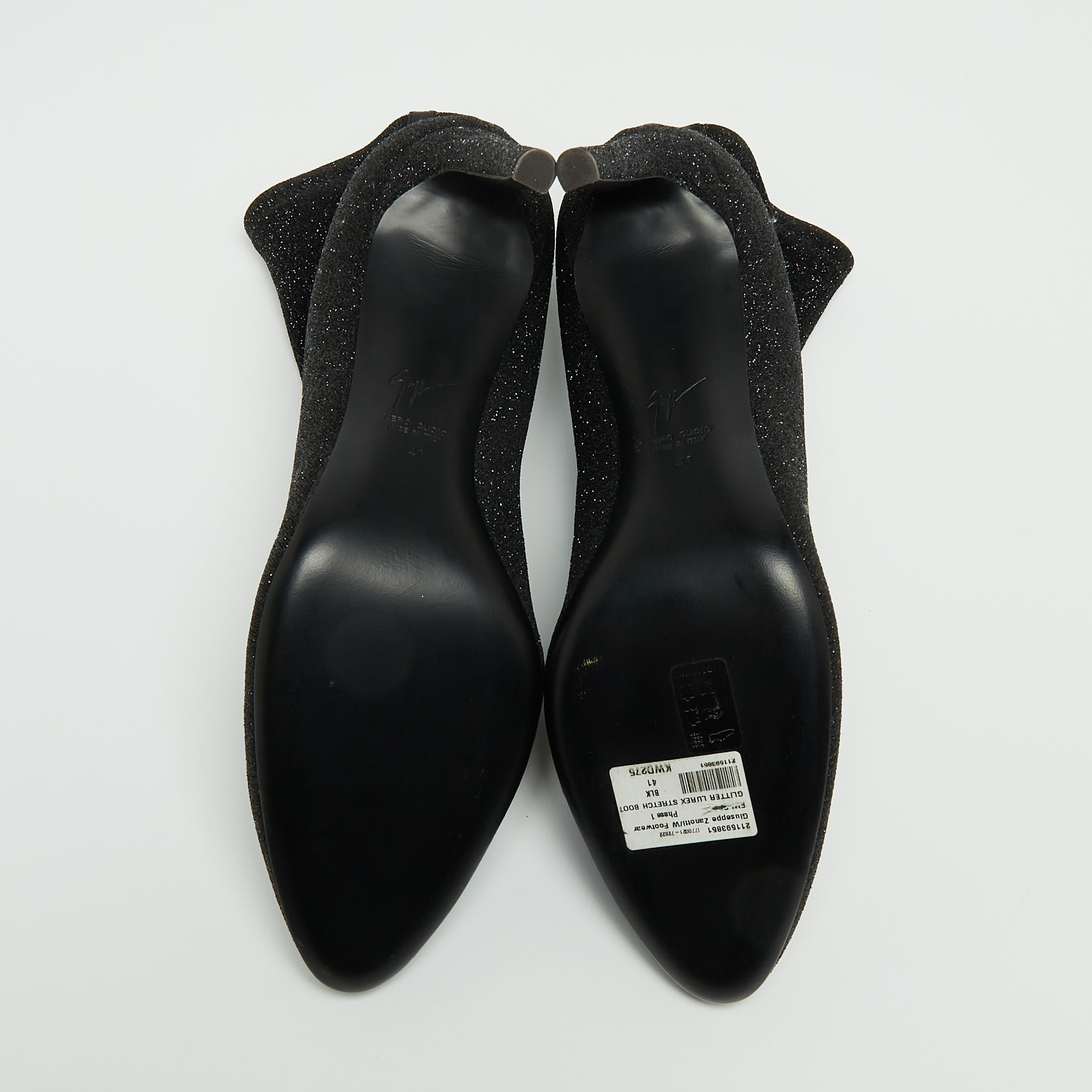 Giuseppe Zanotti Black Glitter Fabric Ankle Boots Size 41
