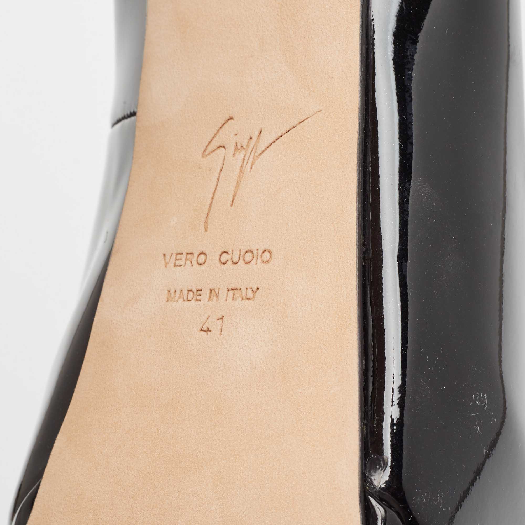 Giuseppe Zanotti Black Leather Peep Toe Platform Pumps Size 41