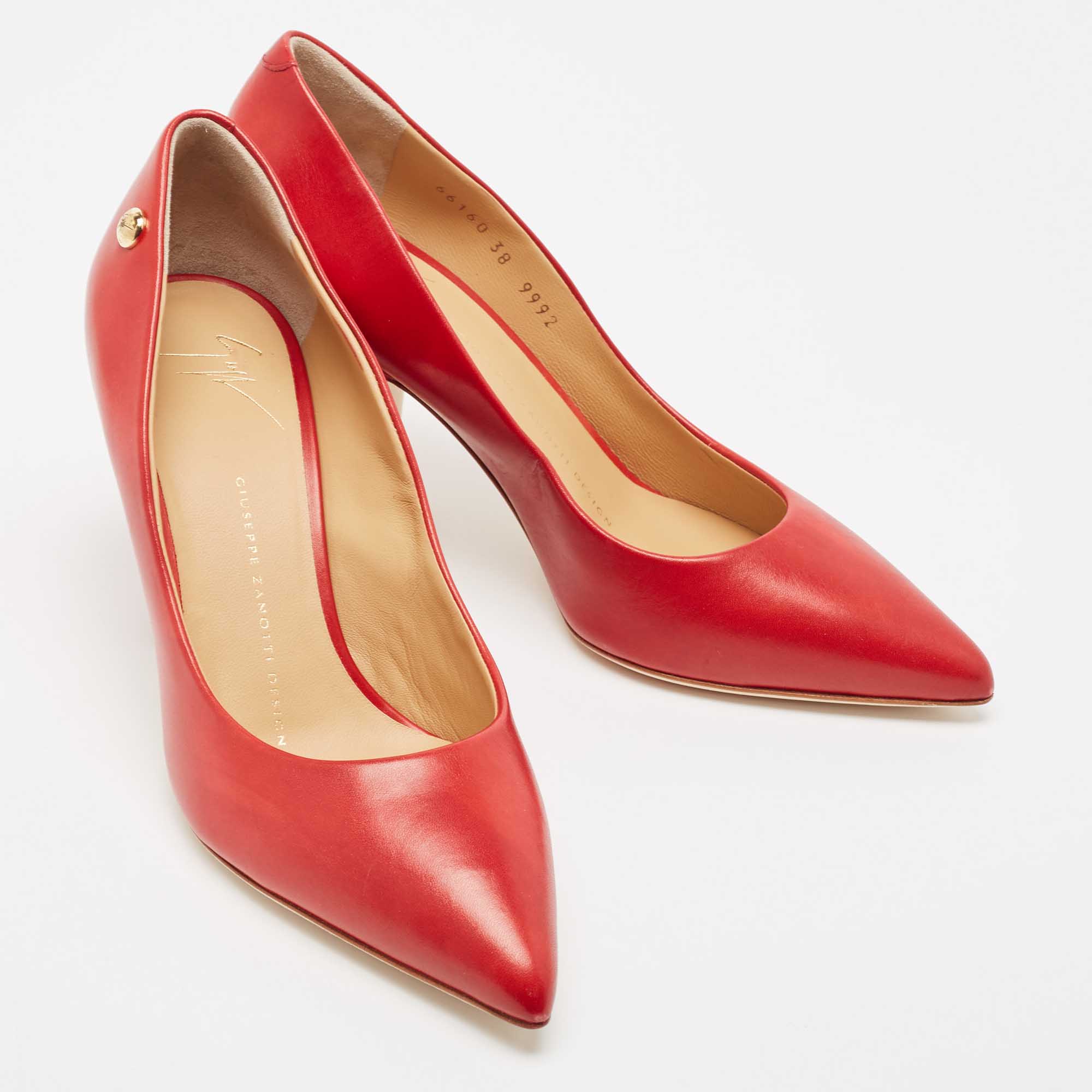 Giuseppe Zanotti Red Leather Pointed Toe Pumps Size 38