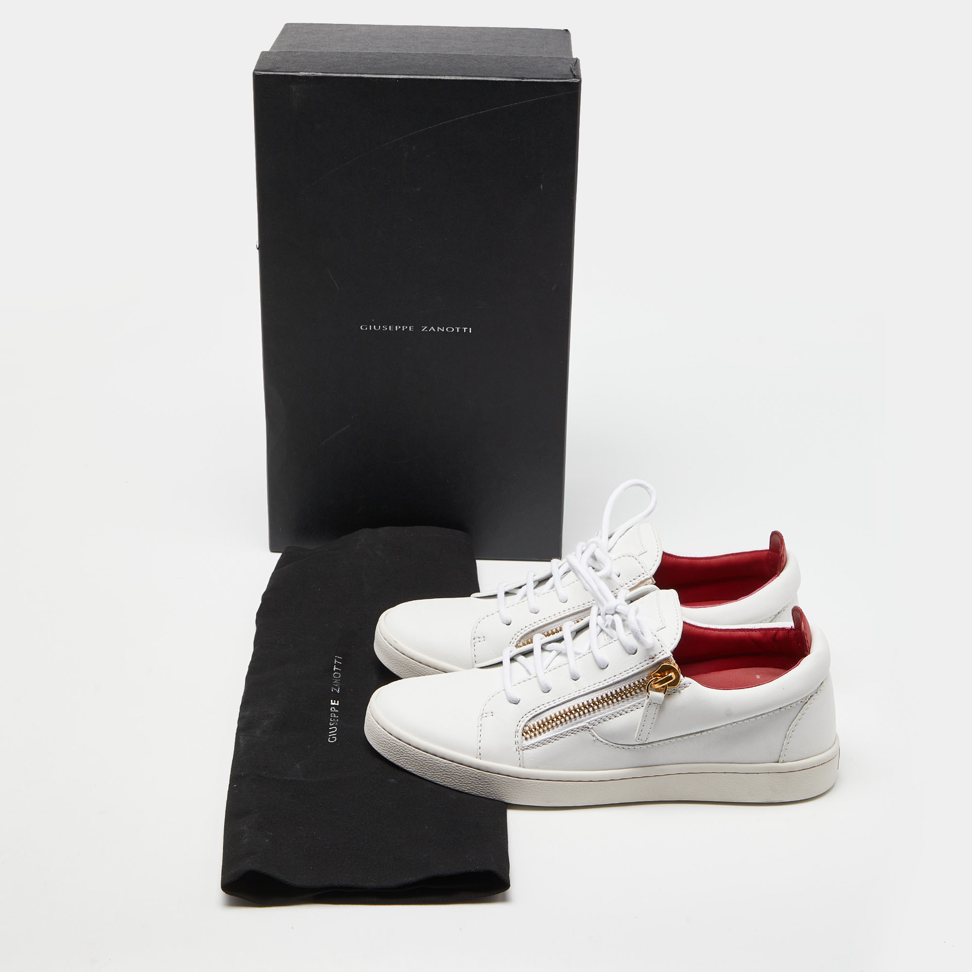 Giuseppe Zanotti White Leather Brek Low Top Sneakers Size 39