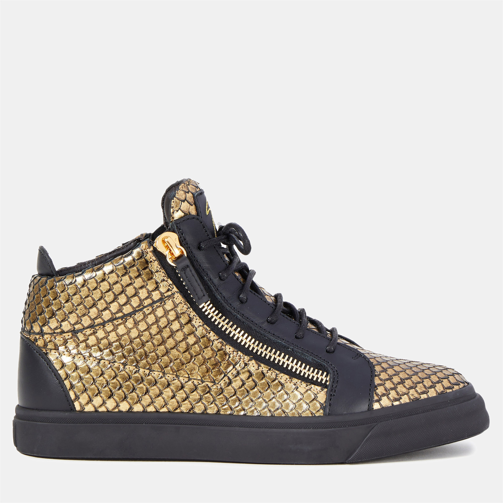 Giuseppe zanotti snakeskin embossed leather sneakers size 38