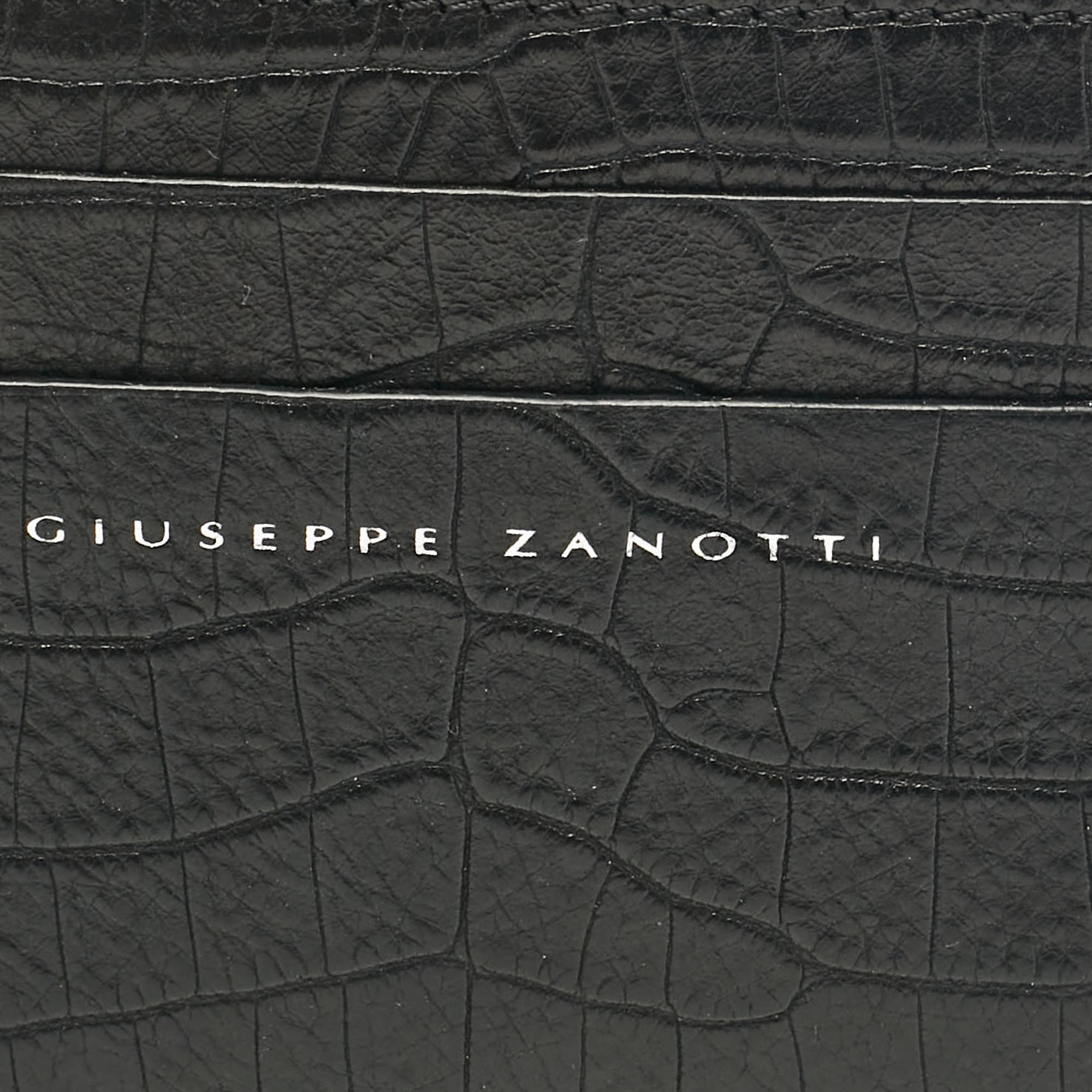 Giuseppe Zanotti Black Croc Embossed Leather Card Holder