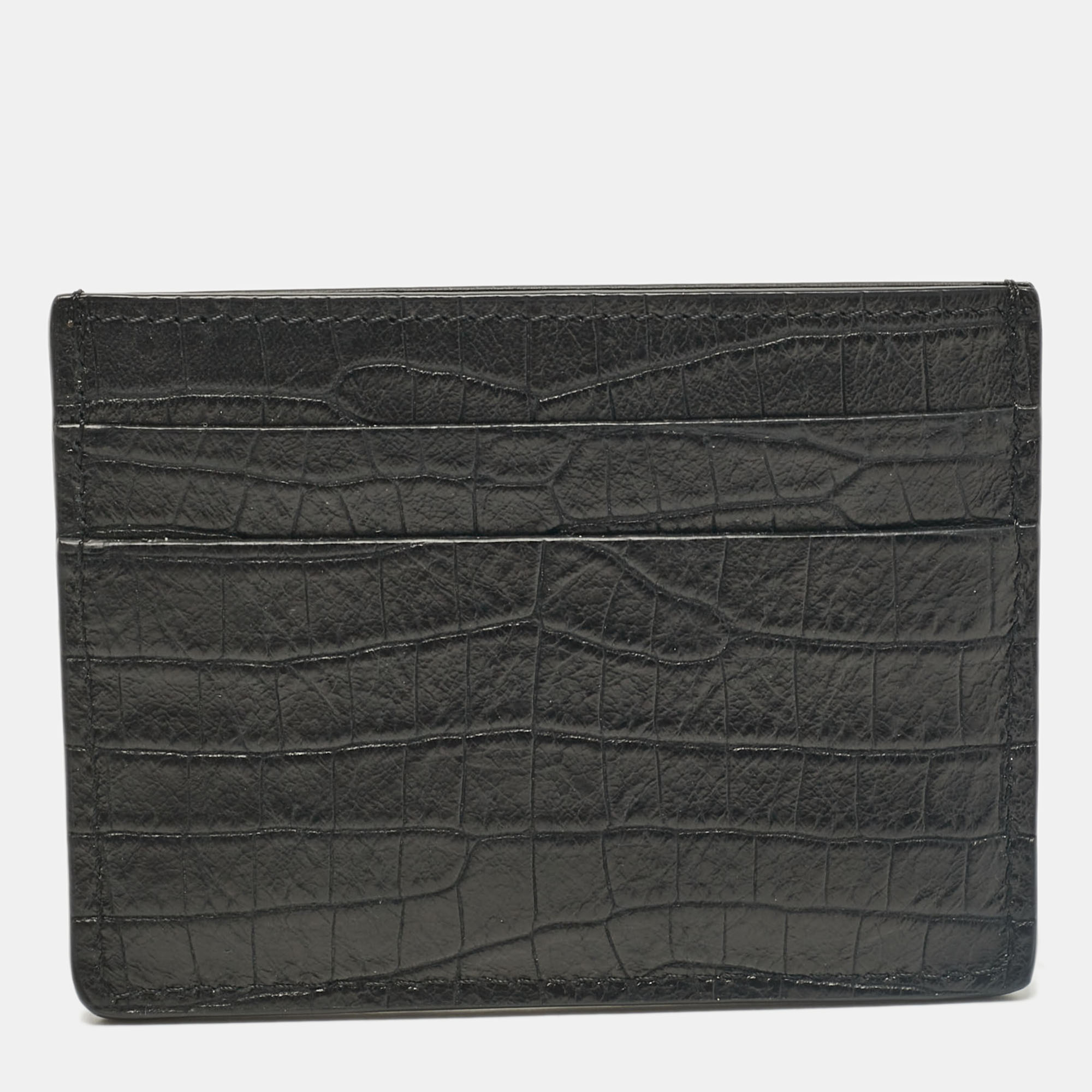 Giuseppe Zanotti Black Croc Embossed Leather Card Holder