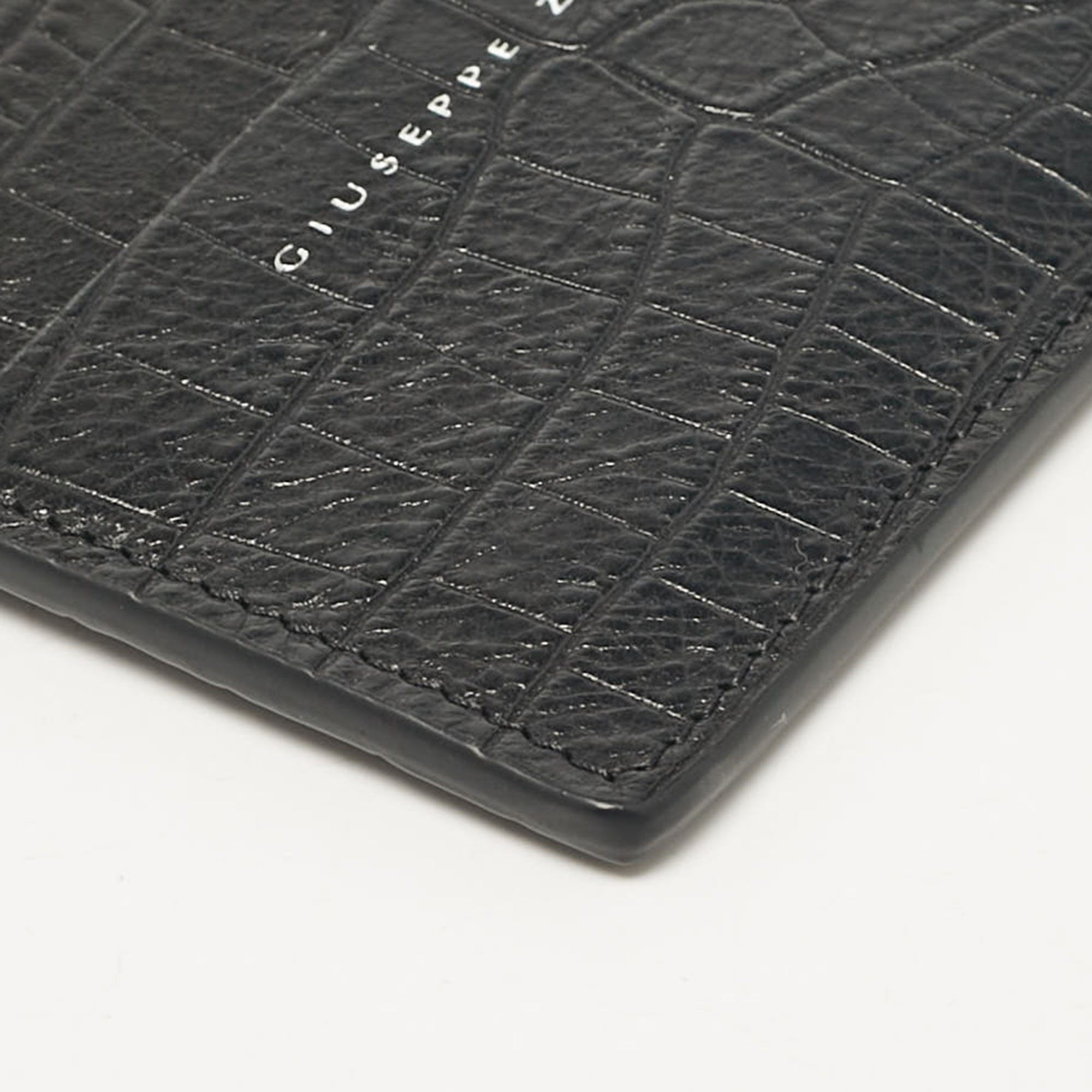 Giuseppe Zanotti Black Croc Embossed Leather Card Holder