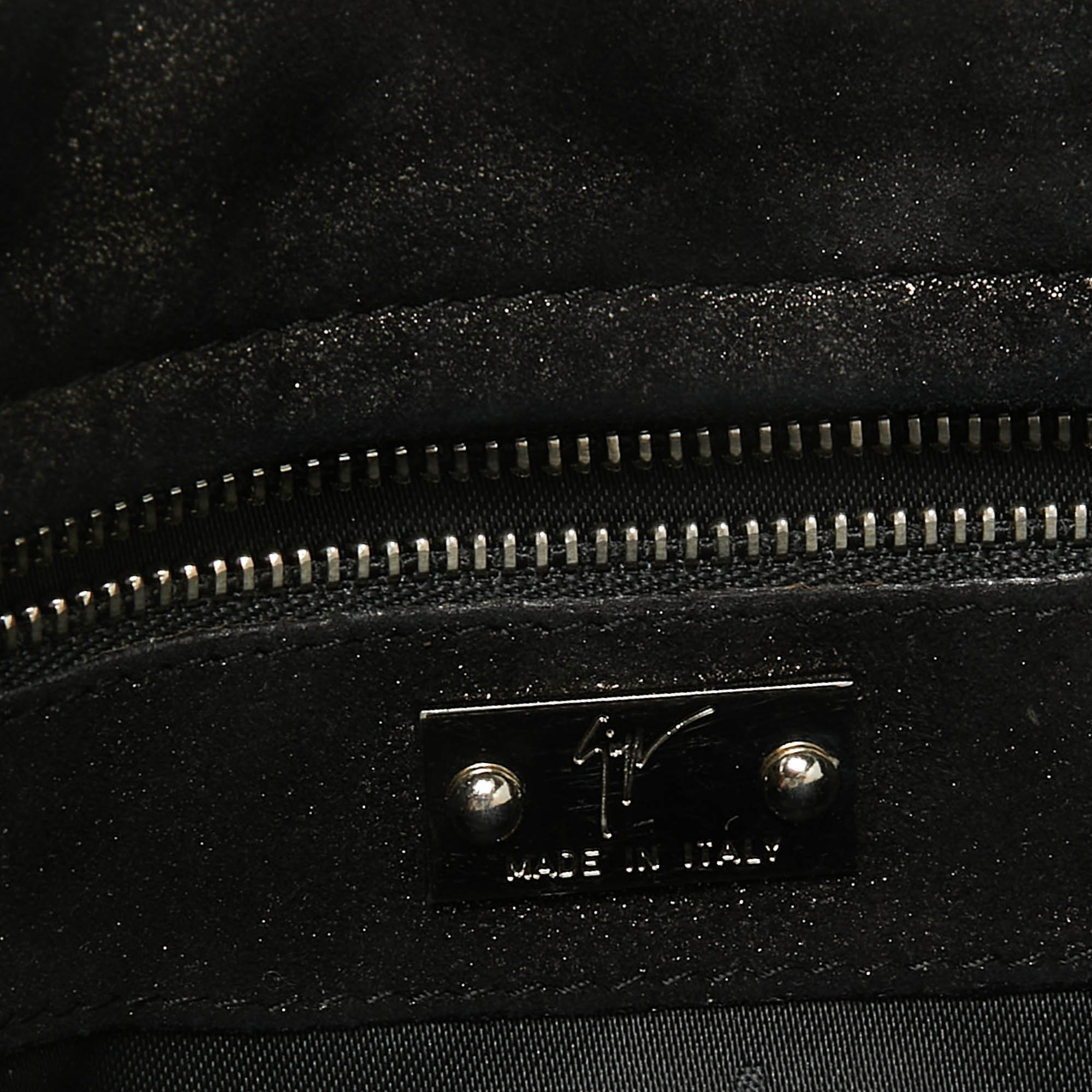 Giuseppe Zanotti Black Suede Skull Zip Clutch